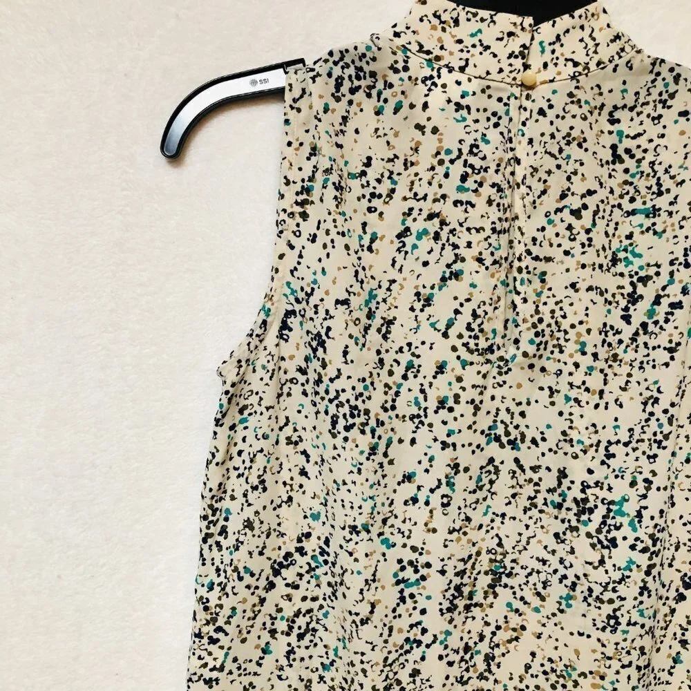 Prologue Cream and Blue Abstract Sleeveless Turtleneck Blouse Size XS - Picture 7 of 7